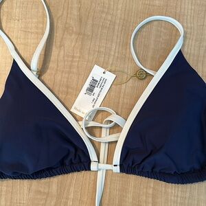 NWT Helen Jon Navy string bikini swim top size L